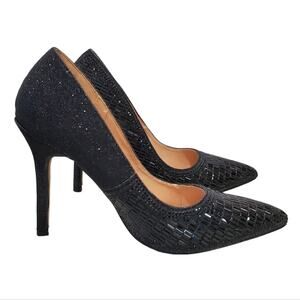 De Blossom | Elsa Sparkly Multi-Texture Beaded Pointed Toe Stiletto Pump Heels